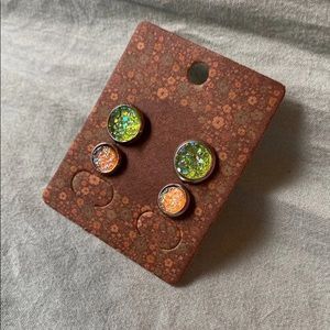 NEW Faux Druzy Stud Spring Earrings Set